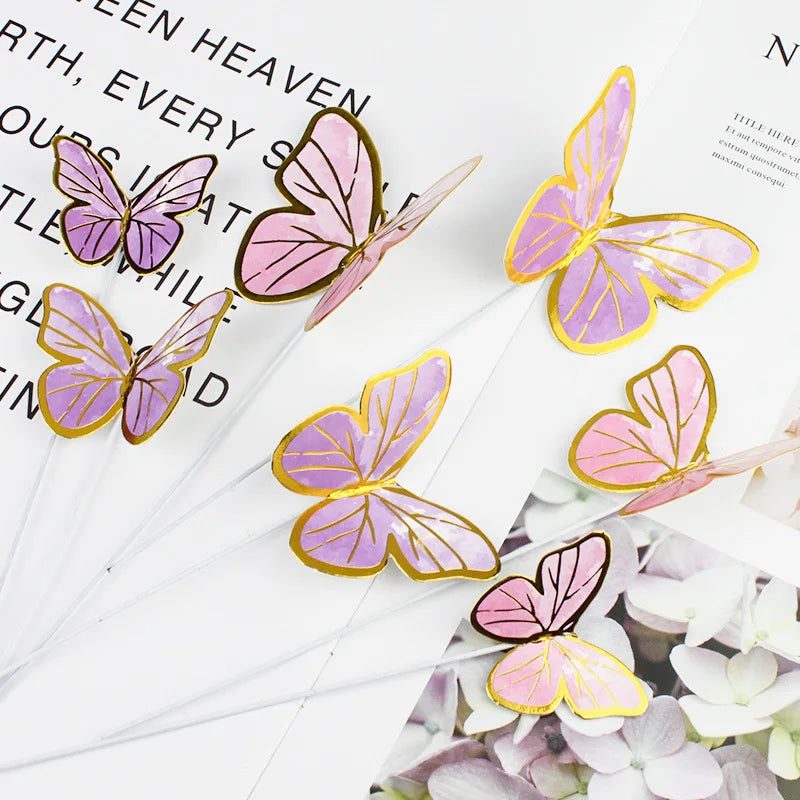 Butterfly stamping gold cake decor 10pcs