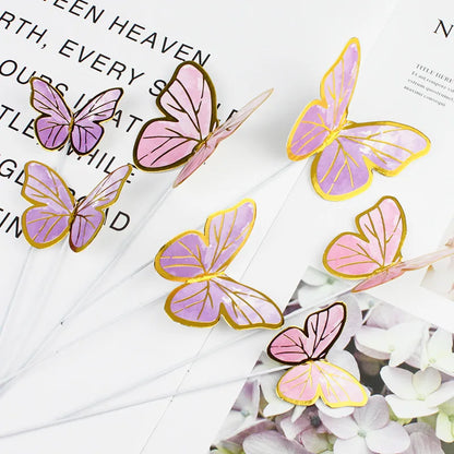 Butterfly stamping gold cake decor 10pcs