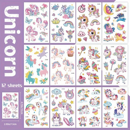 Glitter Unicorn  tattoos 12 pc