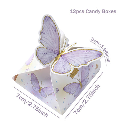 Candy gift box purple pink Butterfly 12pcs
