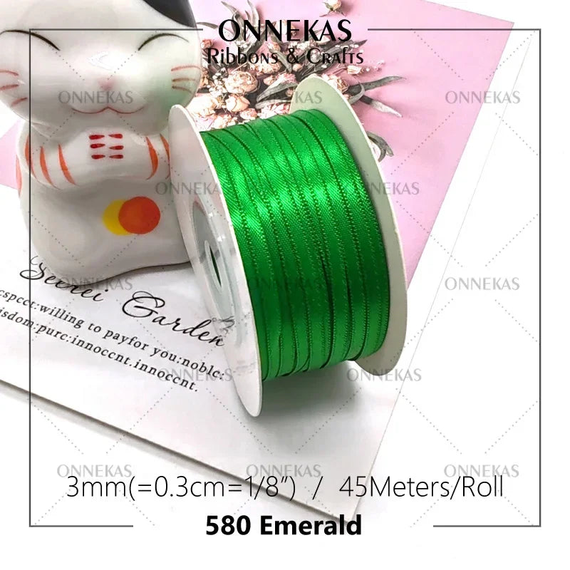 Satin ribbon 100% polyester (45M) 3mm