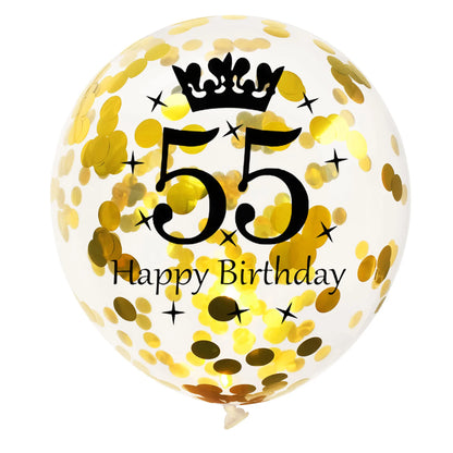 12in Crown Number Confetti Balloons