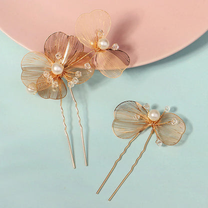 Flower hair jewelry Pearl Crystal