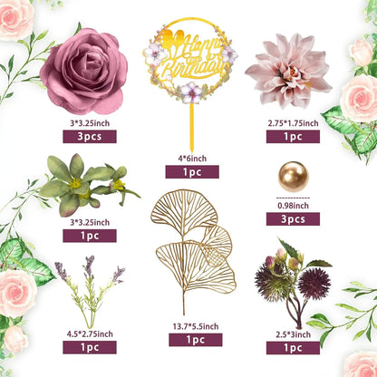 Purple flower cake toppers