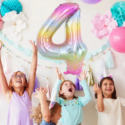Rainbow Unicorn balloon number foil 40inch