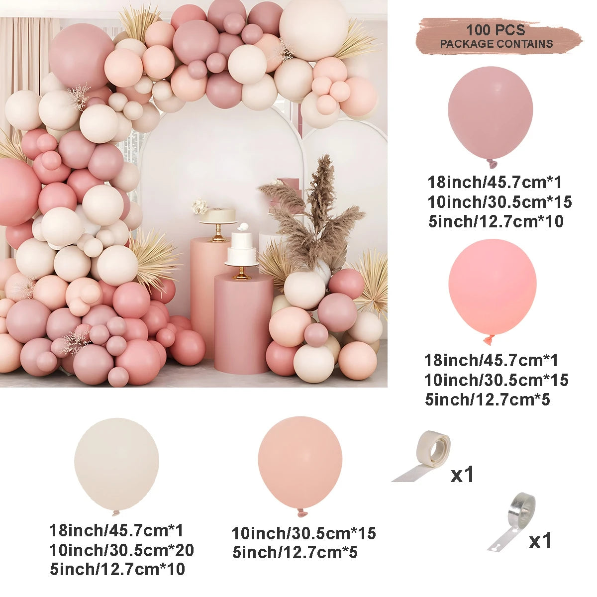 Pink Pastel Macaron Balloons Garland Arch
