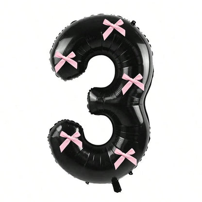 Pink Bow balloons number