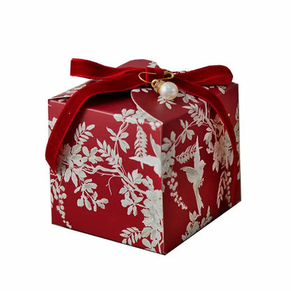 Fancy Bird Paper Candy Boxes Pearl Pin Ribbon 50PCS