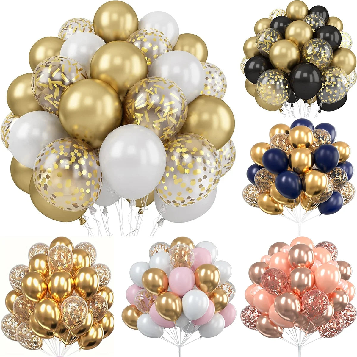 Metallic Gold Pearl White Latex Balloons  30Pcs 12 Inch