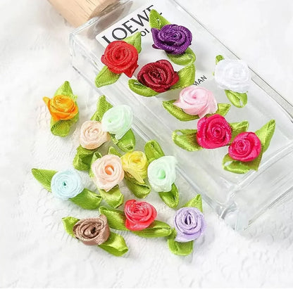 Artificial fabric flower and green leaf 100pcs