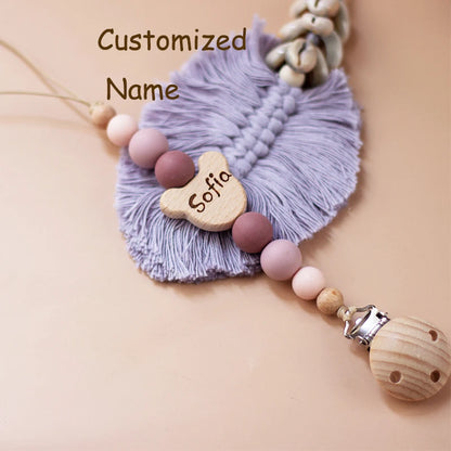 Custom name pacifier bead Silicone and Wooden dummy