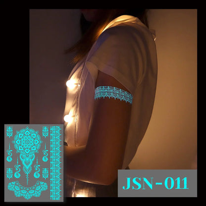 Blue Luminous Henna tattoo sticker