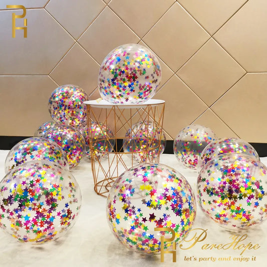 10/20PCS Star Confetti Latex Balloons