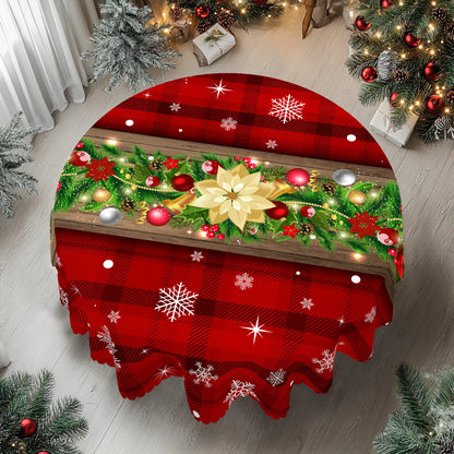 Christmas Dining Table Cover – Red Holly & Bow