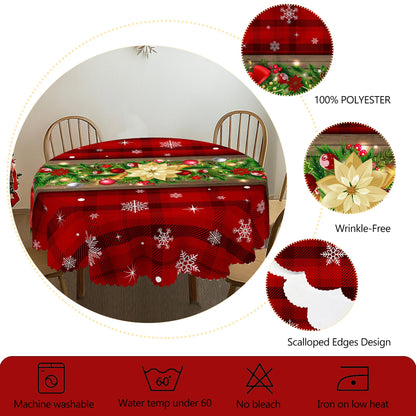 Christmas Dining Table Cover – Red Holly & Bow
