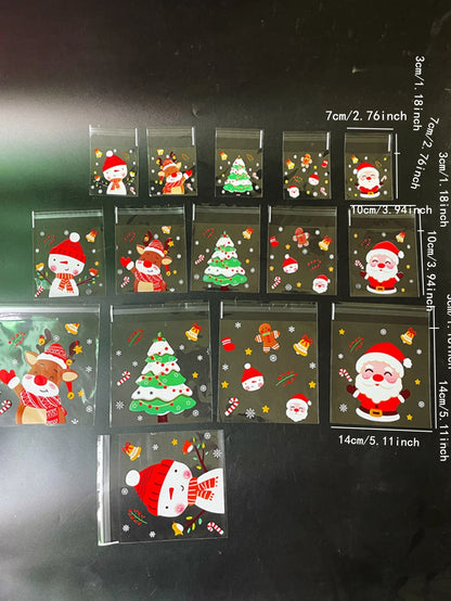 Santa Claus Transparent Cookie Bags
