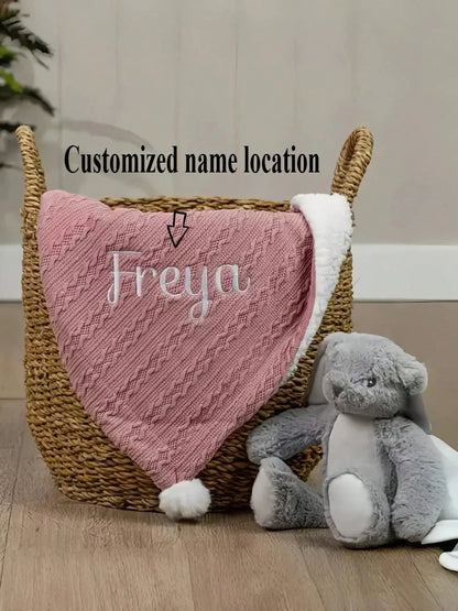 Personalized name nursery baby blanket fluffy lamb wool qui