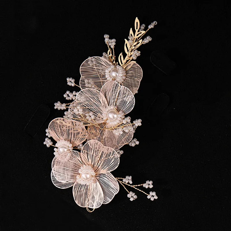 Flower hair jewelry Pearl Crystal