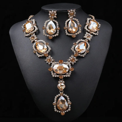 Isabella Royal crystal  earrings and purple Rhinestone necklace set