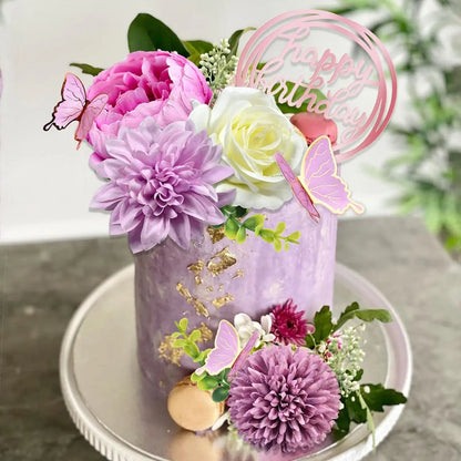 Happy birthday flower cake toppers
