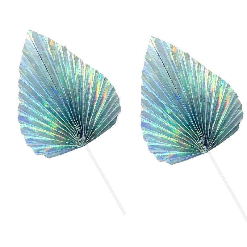 Paper Palm fan cake topper leaf 2Pcs
