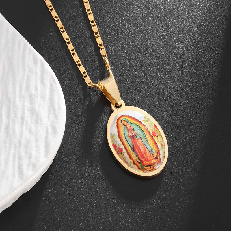 Catholic virgin Mary pendant necklace