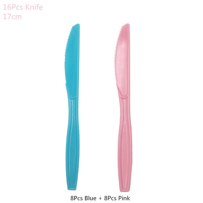 Disposable tableware set for Gender Reveal party