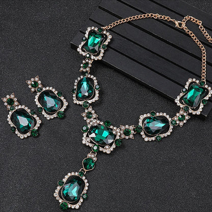 Isabella Royal crystal  earrings and purple Rhinestone necklace set