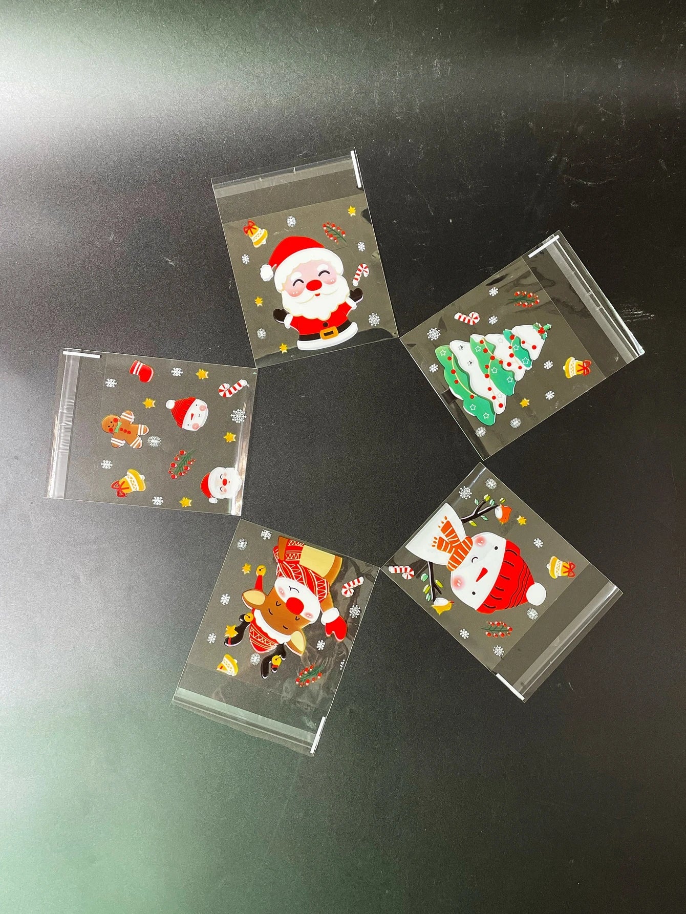 Santa Claus Transparent Cookie Bags