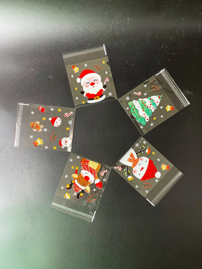 Santa Claus Transparent Cookie Bags