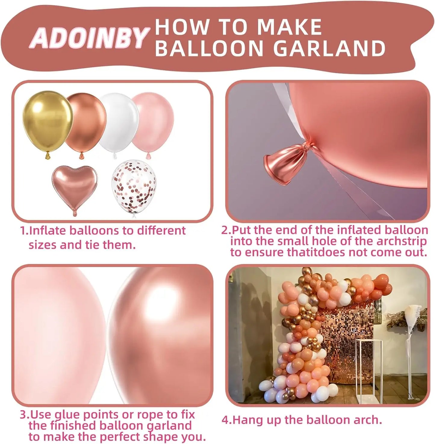 Rose & Gold balloon arch Kit 155