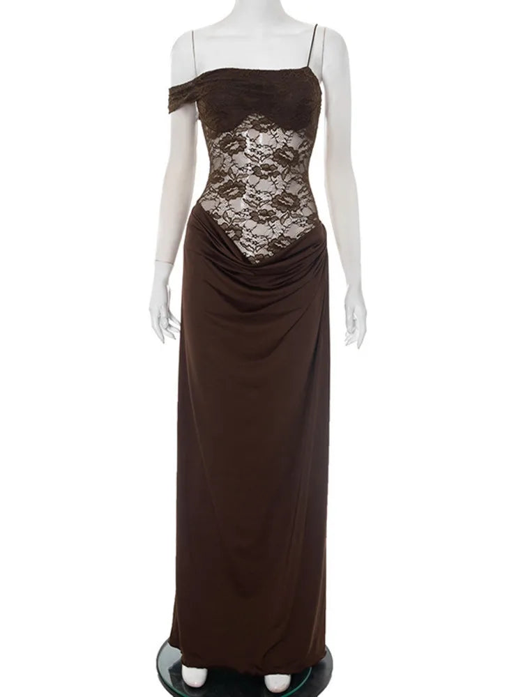Rimma Mozision One-Shoulder Lace Dress