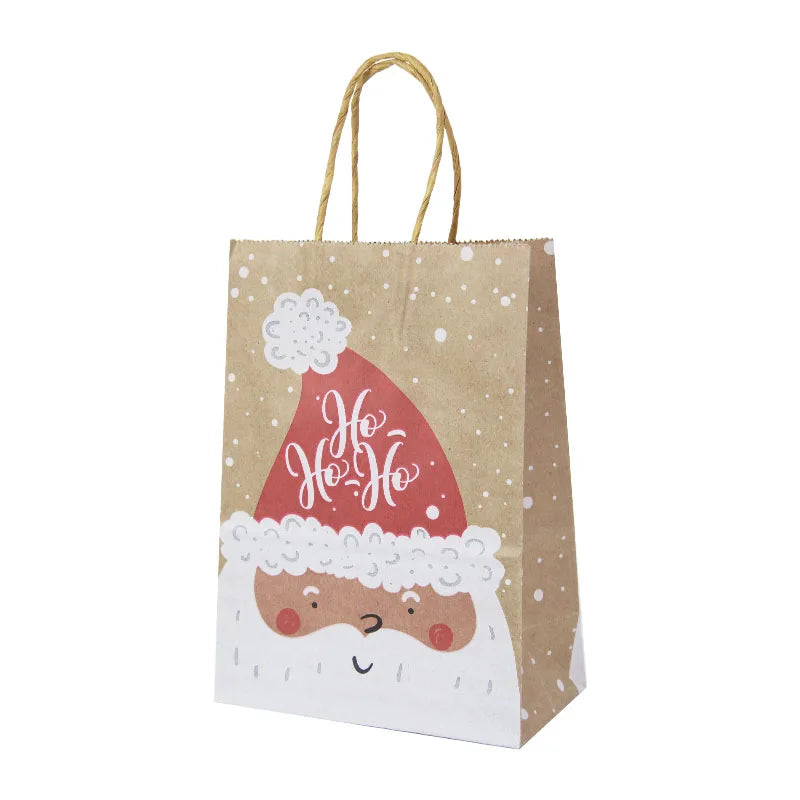 5pcs Christmas Kraft Gift Bags – Santa & Snowman