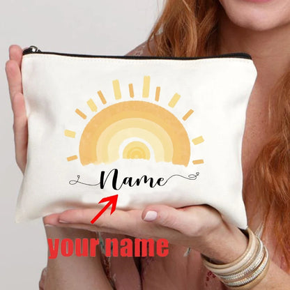 Rainbow custom name makeup bag