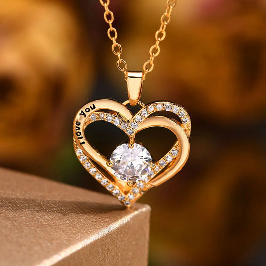 Heart for Birthstone heart I Love You necklace