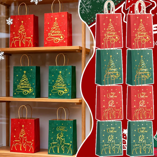 Kraft Christmas Gift Bags – 1/15PCS