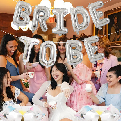 Bride to be banner & colorful diamond ring balloons 11pcs 16-inch