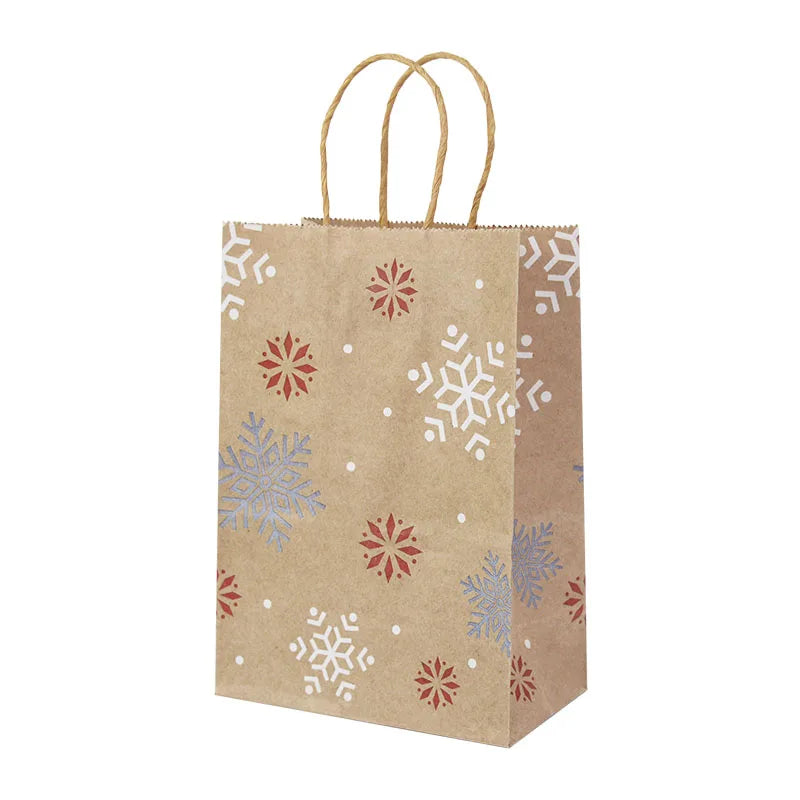 5pcs Christmas Kraft Gift Bags – Santa & Snowman