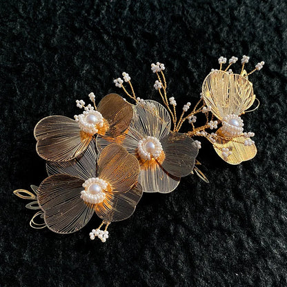 Flower hair jewelry Pearl Crystal