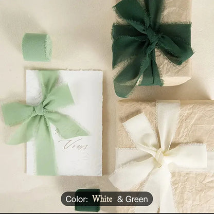 3 Rolls Handmade fringe chiffon silk ribbon