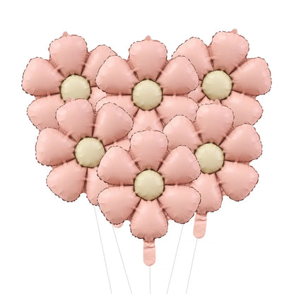 Matt Pink Candy Daisy Balloon 6pcs 50.5x40cm