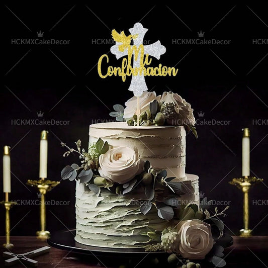 God Bless & Paper cross cake decorations