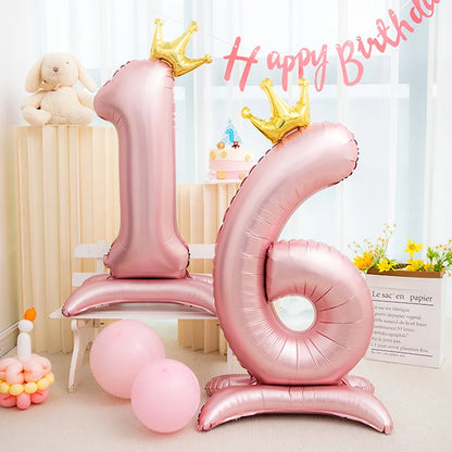 Crown pink foil balloon number 42inch