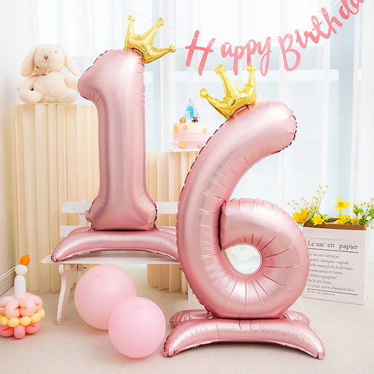 Crown pink foil balloon number 42inch