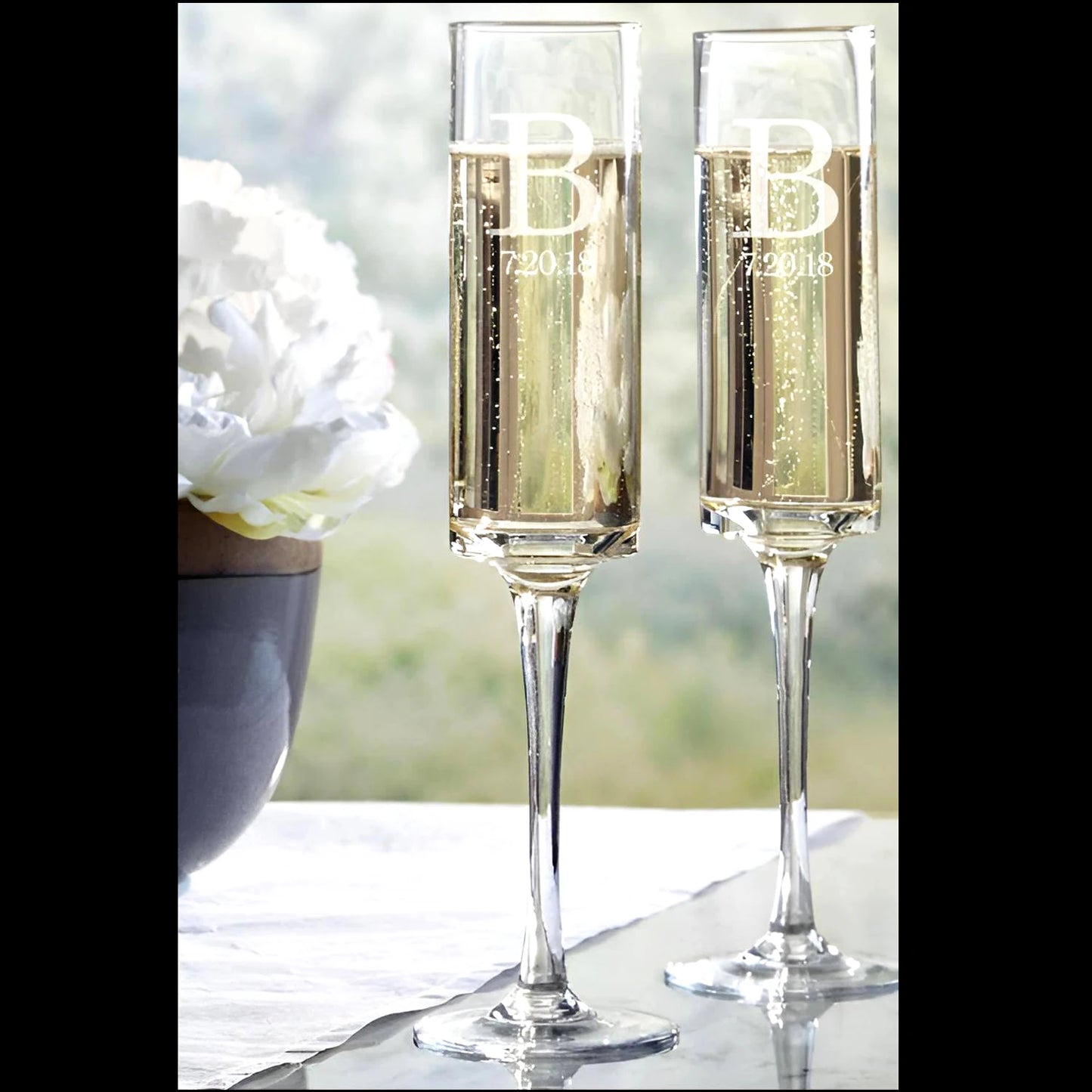 Custom Laser engraving name Champagne flute