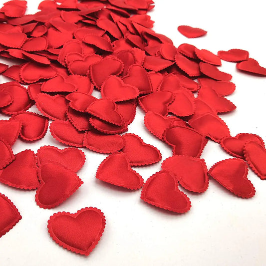 Heart padded fabric petals for table and carpet decoration 200Pcs