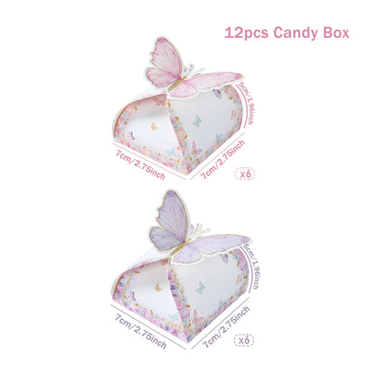 Candy gift box purple pink Butterfly 12pcs