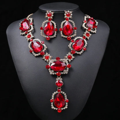 Isabella Royal crystal  earrings and purple Rhinestone necklace set