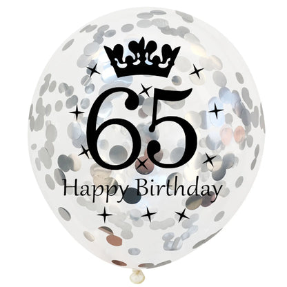 12in Crown Number Confetti Balloons