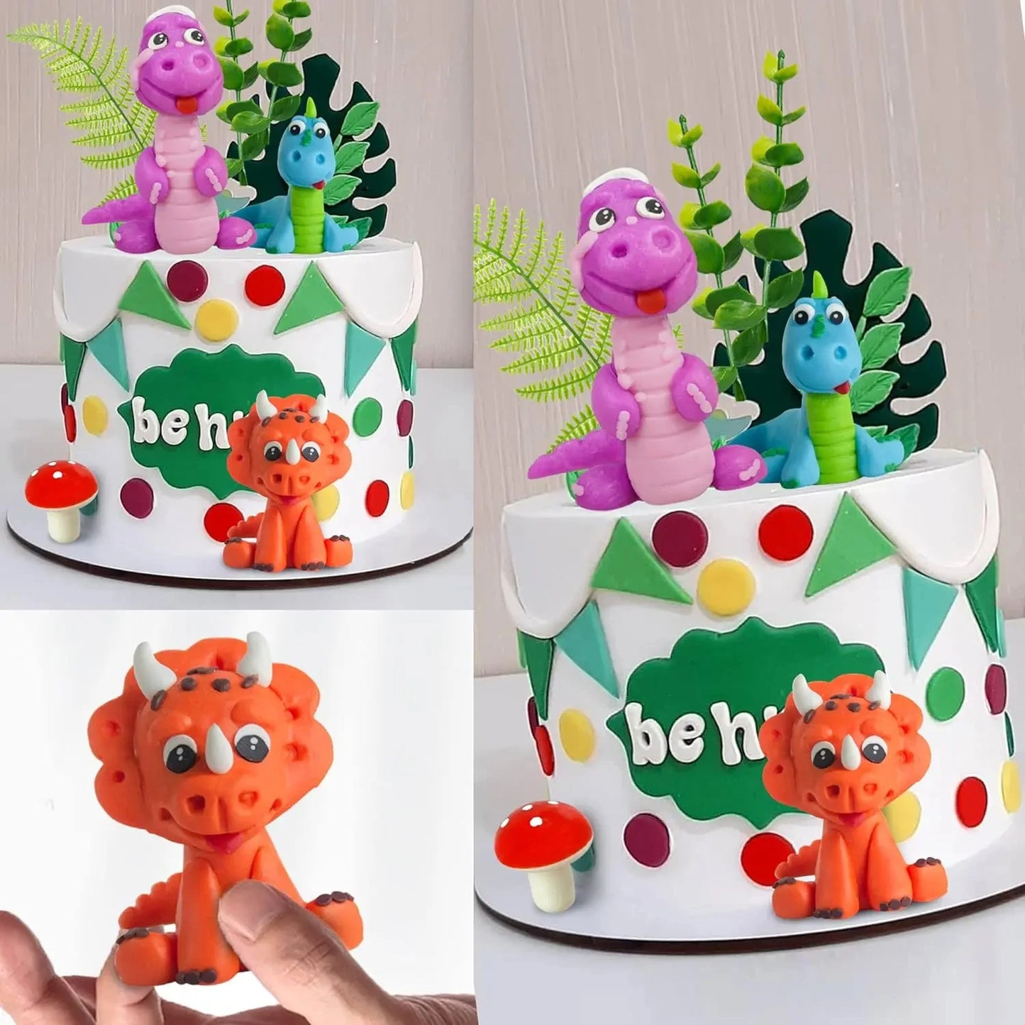 Dinosaur cake decorations 3 PCS